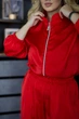 Костюм женский двойка из плотного Дабл Армани с кофтой на молнии, воротником стойкой и широкими брюками палаццо на резинке больших размеров G&M k-132081 50-52 Размер цвет красный - изображение 4