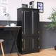Висока шафа з полицями та 4 дверцятами, 58,5×31,5×123 см, чорний - зображення 5