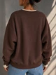 Свитшот женский Matinee&Fancy 877-52 oversize с двойным воротником и вышивкой one size коричневый - изображение 4