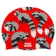 Шапочка для плавания силиконовая юниорская енот Mad Swim 057422 Red-Black-Grey - изображение 1