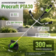 Аккумуляторный триммер Procraft PTA30 электрокоса беспроводная ручная садовая косилка для травы газона 20 В 7500 об мин 300 мм с автоматической катушкой диском ремнем без АКБ зарядного устройства - изображение 1