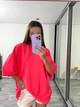 Жіноча однотонна футболка oversize / Рожевий one-size / BASED 0126820 - зображення 7