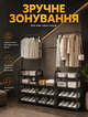 Напольная вешалка-стойка для одежды и обуви органайзер с полками для обуви и крючками из нержавеющей стали 8 полок 164х137х26 см - изображение 2