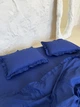 Комплект постельного белья с рюшами DARK BLUE (синий, однотонный) Евро 200х220 см - изображение 3