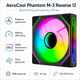 Вентилятор корпусний AeroCool Phantom M-3 Reverse 12 ARGB PWM 120 мм 1800 об/хв Black (ACF3-MR11227.11) - зображення 2
