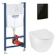 Комплект 4 в 1: Інсталяція Grohe Solido 2 в 1 38971000 + Панель змиву для унітаза Even Black 38966KV0 + Унітаз підвісний безобідковий Kroner Harz WHI493736 TORNADO KH493736WHIT (38971966KV0KH49T) - изображение 1