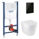 Комплект 4 в 1: Інсталяція Grohe Solido 2 в 1 38971000 + Панель змиву для унітаза Even Black 38966KV0 + Унітаз підвісний безобідковий Kroner Armada WHI513636 TORNADO (38971966KV0KA51T) - изображение 1