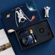 Подарочная керамическая чашка с крышкой ложкой и подставкой - подогревом Tomas SPACE ТМС-М620 dark blue - изображение 2