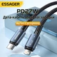 Кабель Essager Type-C – Lightning 27W швидка зарядка iPhone, 2м, чорний - зображення 2