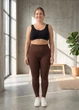 Женские пуш ап лосины больших размеров с высокой посадкой однотонные Plus Size коричневые 2XL (A70377K) - изображение 6