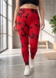 Спортивні батал лосини пуш ап мармурові Plus Size жіночі з високою посадкою для тренувань та фітнесу 5XL червоно-чорні (17037156) - зображення 7