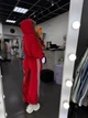 Жіночий костюм повсякденний велюровий червоний 42-46 г1451.156 - зображення 2