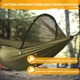 Сверхлегкий туристический гамак для кемпинга NATUREFUN, грузоподъемность 300 кг (275 x 140 см) дышащий нейлоновый парашют 2 x премиальные карабины, 2 x нейлоновые веревки в комплекте. Зеленый - изображение 6