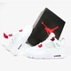 Кроссовки женские и мужские Ni Air Jord 4 White Red / Най аир Джорд 4 белые с красным высокие 45 - изображение 3