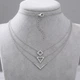 Серебряная цепочка тройная с подвесками и фианитами якорная, женское колье родированное 925 проба (660) - изображение 1