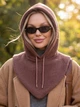 Женский капор Sheepskin из экомеха и воротником коричневый (шоколад) - изображение 2