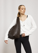 Большая повседневная женская плетеная сумка-шопер Sambag HOBO WEAVE L коричневая - изображение 2