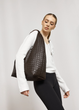 Большая повседневная женская плетеная сумка-шопер Sambag HOBO WEAVE L коричневая - изображение 5