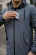 Куртка мужская SoftShell, серого цвета, водонепроницаемая куртка из материала софтшелл для осени L - изображение 8