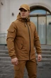 Куртка мужская SoftShell, в цвете койот, водонепроницаемая куртка из материала софтшелл для осени L - изображение 2