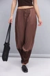 Атласные женские брюки шоколадные с кружевом внизу Arjen 22225, размер L/XL - изображение 2