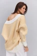 Вязаный женский кардиган oversize молочный с желтым узором «елочка» Arjen 102287, размер универсальный, код цвета 111834 - изображение 6