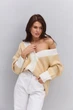 Вязаный женский кардиган oversize молочный с желтым узором «елочка» Arjen 102287, размер универсальный, код цвета 111834 - изображение 8