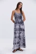 Длинное летнее платье на тонких бретелях графитовое с эффектом tie-dye Arjen 22077, размер S - изображение 5