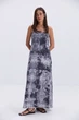 Длинное летнее платье на тонких бретелях графитовое с эффектом tie-dye Arjen 22077, размер S - изображение 7
