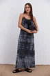 Длинное летнее платье на тонких бретелях черное с эффектом tie-dye Arjen 22077, размер S - изображение 6