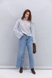 Женская вязаная кофта «паутинка» с высоким воротником светло-голубая Arjen 102464, размер универсальный - изображение 7
