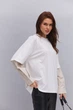 Жіночий oversize лонгслів молочний з сорочковими рукавами в смужку Arjen 22296, розмір універсальний - зображення 4