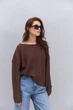 Женский вязаный джемпер oversize шоколадный Arjen 102392, размер L/XL - изображение 7
