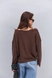 Женский вязаный джемпер oversize шоколадный Arjen 102392, размер L/XL - изображение 9
