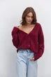Женский вязаный кардиган oversize бордовый из пушистой пряжи Arjen 102285, размер универсальный, код цвета 111796 - изображение 6