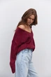 Женский вязаный кардиган oversize бордовый из пушистой пряжи Arjen 102285, размер универсальный, код цвета 111796 - изображение 8