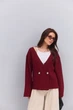 Вязаный женский кардиган двубортный бордового цвета Arjen 102483, размер универсальный, код цвета 125393 - изображение 9