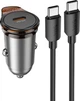 Автомобильное зарядное устройство Hoco NZ16 Rigorous single port PD30W Car Charger set (C to C) Metal Grey - изображение 1