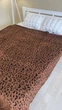 Теплый мягкий плед - покрывало Овчина Леопард 200x220 см Евро Коричневый - изображение 3