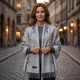 Элегантная кашемировая шаль (палантин) с изысканным цветочным орнаментом (200×70 см), серая - изображение 1
