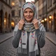 Элегантная кашемировая шаль (палантин) с изысканным цветочным орнаментом (200×70 см), серая - изображение 3