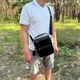 Стильная мужская кожаная барсетка Tiding Bag с ручкой премиум класса из натуральной кожи сумка для документов городская кросс-боди 25 х 22 х 7 см Чёрная (908209) - изображение 4