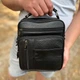 Деловая мужская барсетка премиум класса из натуральной кожи Tiding Bag деловая сумка, мессенджер 25 x 20 x 6 см Чёрная (40104ч) - изображение 2