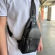 Легкий чоловічий слінг з натуральної шкіри Tiding Bag сумка-слінг, месенджер через плече 32 x 18 x 5 см Чорний (906809) - зображення 8