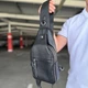 Легкий чоловічий слінг з натуральної шкіри Tiding Bag сумка-слінг, месенджер через плече 32 x 18 x 5 см Чорний (906809) - зображення 9