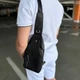 Легкий чоловічий слінг з натуральної шкіри Tiding Bag сумка-слінг, месенджер через плече 32 x 18 x 5 см Чорний (906809) - зображення 11