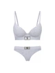 Женский комплект белья с логотипом из страз Victoria's Secret лиф и трусики тонг 1161513594 (Серый 40D/XXL) - изображение 1