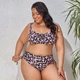 Женский раздельный купальник больших размеров Plus Size с тонким поролоном и плавками слипами с высокой посадкой 4XL леопардовый - изображение 5