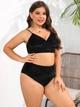 Женский раздельный купальник бикини Plus Size больших размеров с высокими плавками и леопардовым принтом 4XL черный - изображение 7