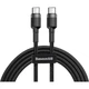 Дата кабель USB-C to USB-C 1.0m 3A 60W Cafule Black Baseus (CATKLF-GG1) - зображення 1
